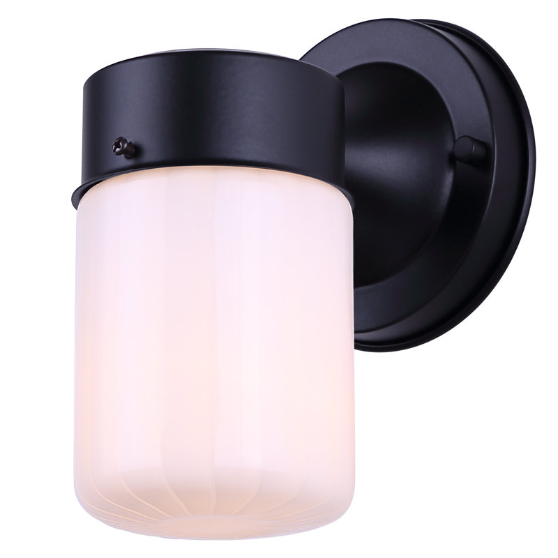 Plafonnier d'extérieur noir mat 1 l Jude, bande de verre opale 60 W Type A