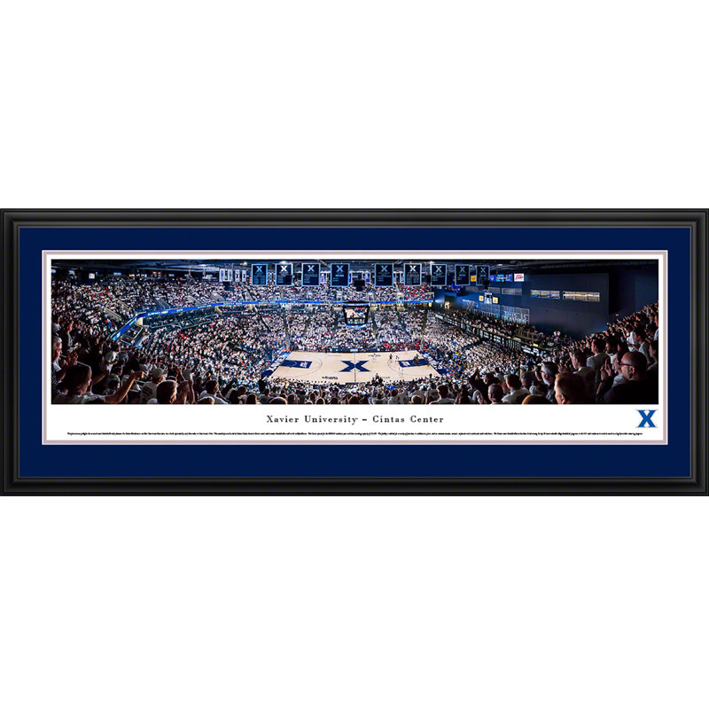 NCAA Xavier Basketball Panoramic Print, Black Floater Framed, 13.75" H x 40.25" W x 0.88" D