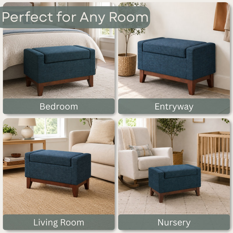 Repose-pieds avec rangement Oyster, Dark Blue Fabric