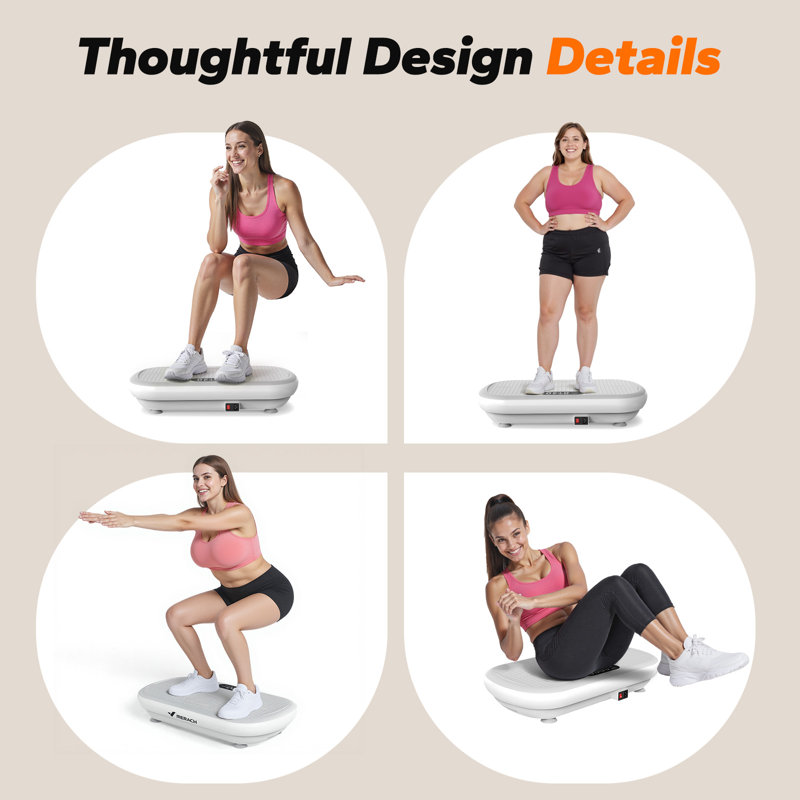 MERACH Full Body Vibration Plate 440 lbs Stability Shaker Plate Calf Workout Silicone Pedals Bluetooth Sync 200 Watts, Grey