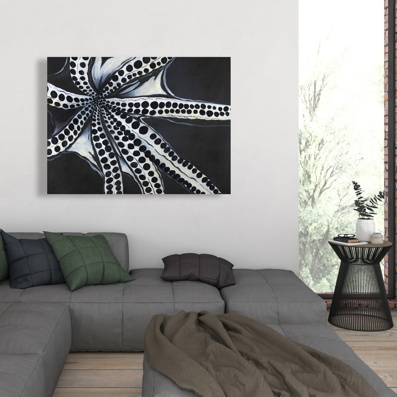 Grande tentacule de pieuvre - toile noire, décoration intérieure