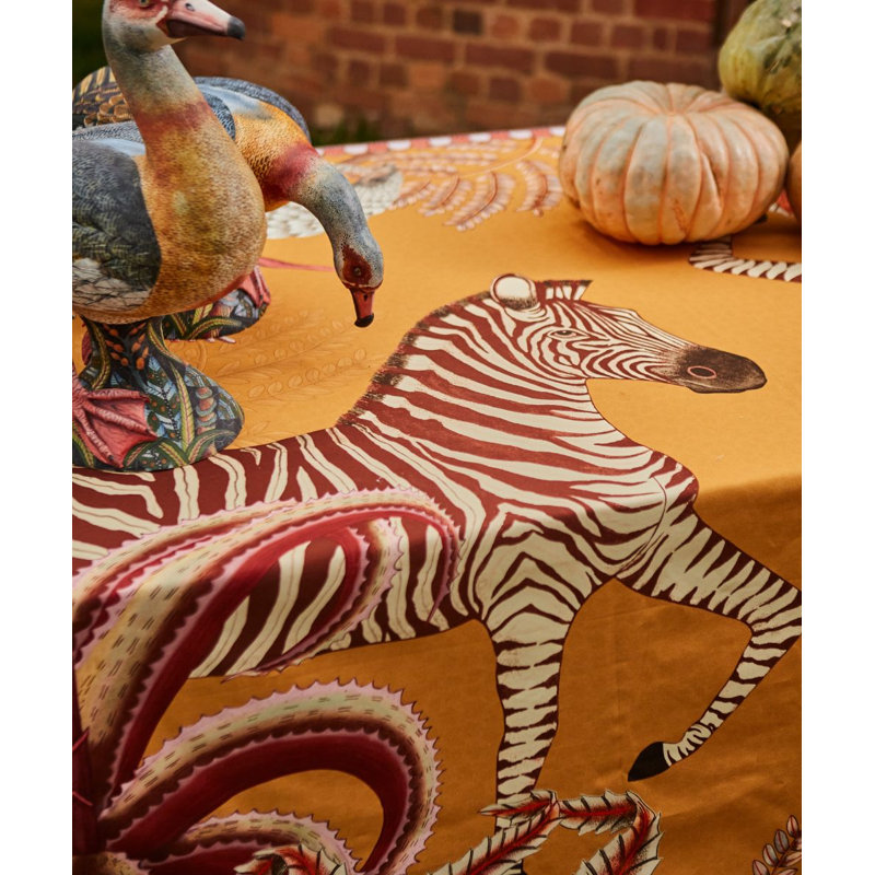 Ardmore Cotton Tablecloth, 138" Rectangle, Orange