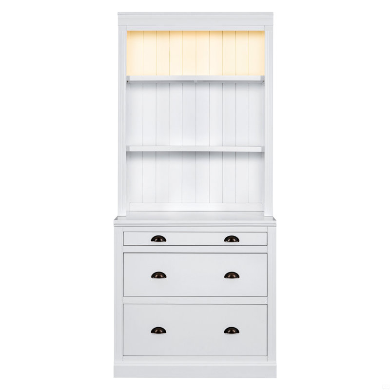 83.4"Tall Bookshelf Suite, Bookcase Suite With LED Lighting, Drawers And Open Shelves,2-Piece Set Storage Bookshelf