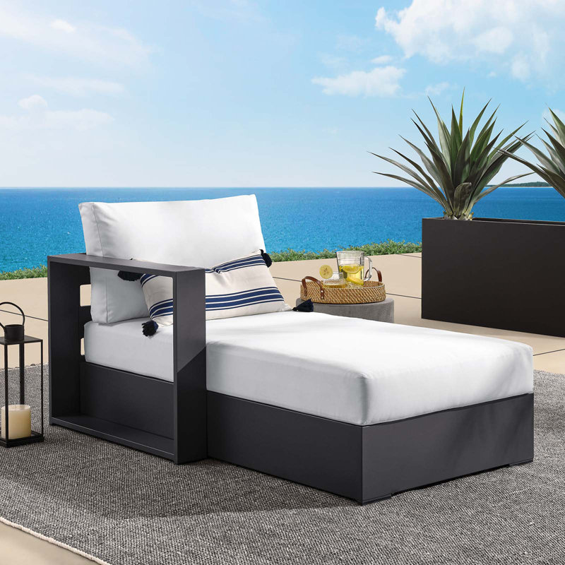 Chaise longue modulaire en aluminium thermolaqué Modway Tahoe, Blanc