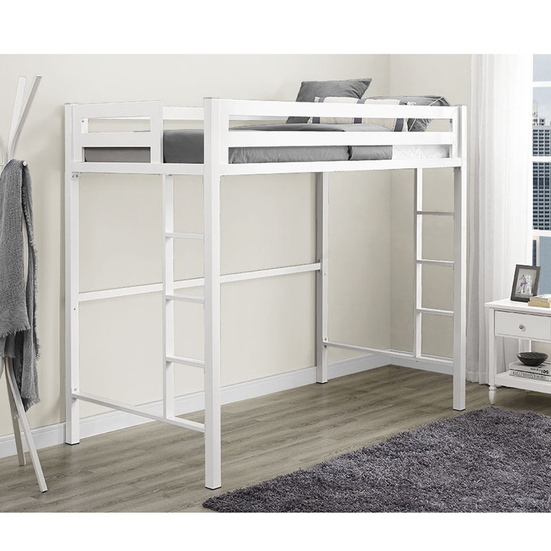 Salina Steel Twin Loft Bed, White