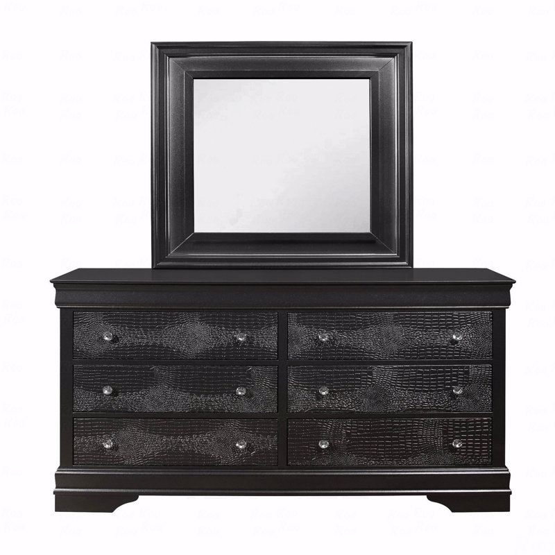 Commode crocodile gris métallique, Gris