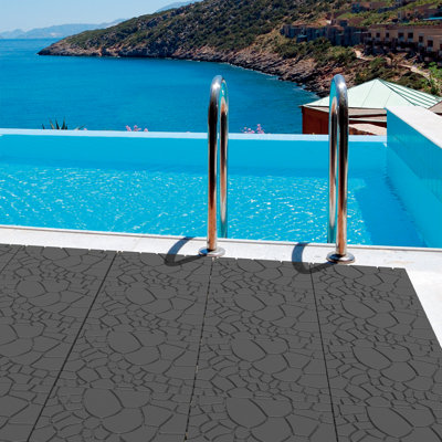 Carreau de terrasse emboîtable en plastique New Stone L 12 po x l 12 po, 44 pièces incluses