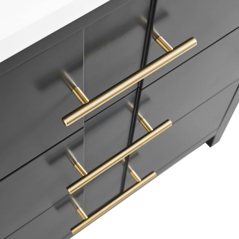 Iconic 30" Freestanding Standard Single Bathroom Vanity with Top, Gold, Black