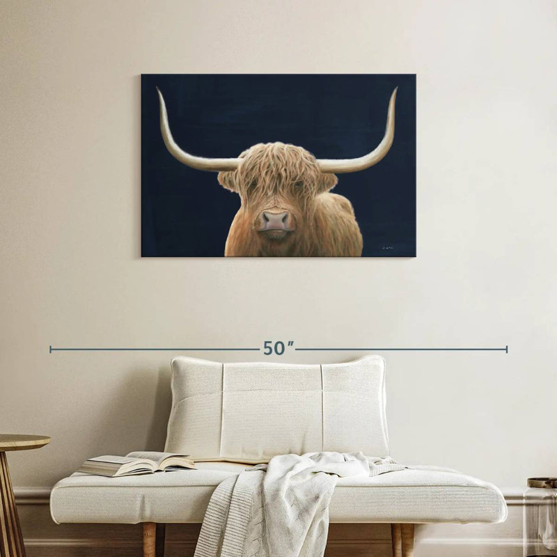 Brampt Highland Cow Navy, 24" H x 36" W