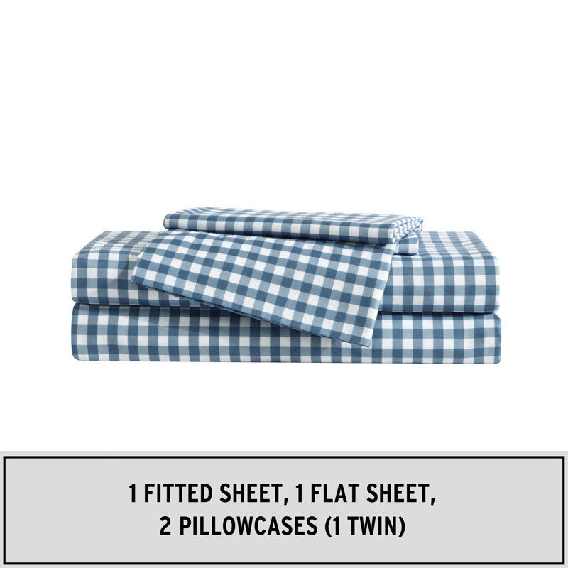 Eddie Bauer Kids Sheet Sets, Queen Sheet Set with 2 Standard Pillowcases, Preston Check Blue