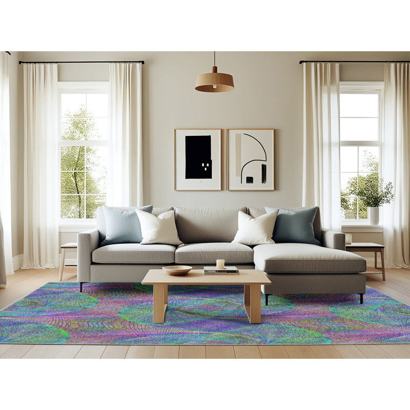 Vert Tapis décoratif, Rectangle 6 pi x 9 pi