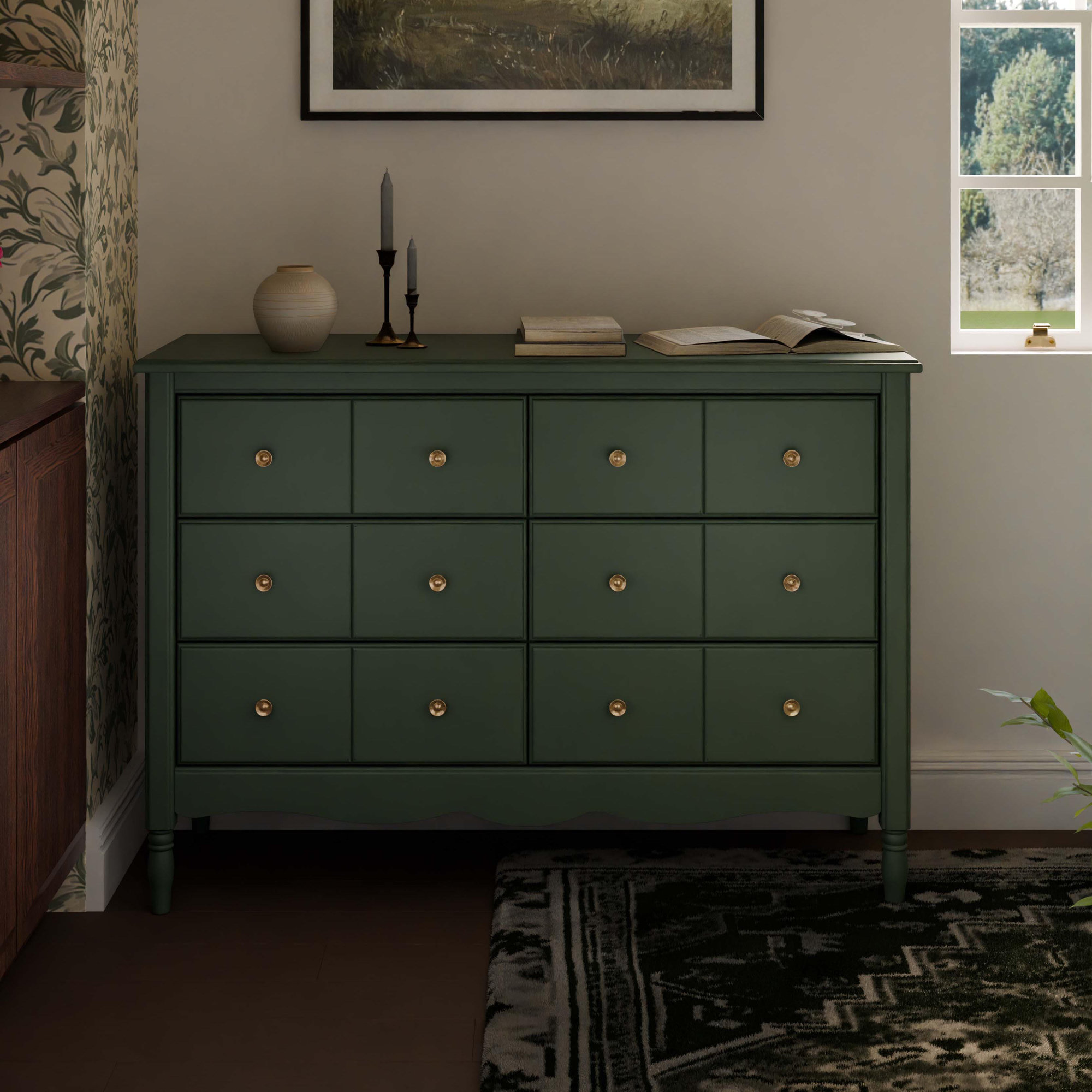 Liberty 6 Drawer 48" W Double Dresser, Forest Green