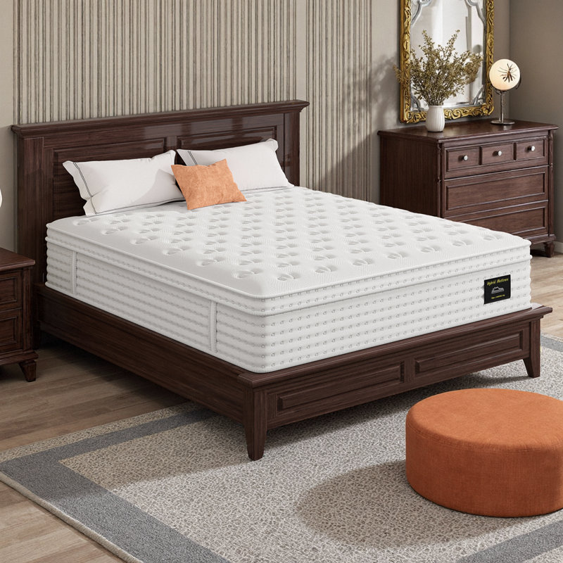 Queen Hybrid Mattress - 12'' Pressure Relief Bed with Gel Memory Foam & Pocket Coils, Fiberglass Free, Bed-in-a-Box, 12"