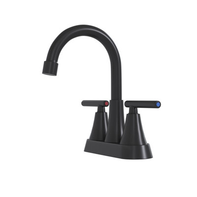 2 Bathroom Faucet, Matt Black Finish, , Deck-Mounted, Ss304 & Zinc Alloy, Ceramic Cartridge, 1.2 Gpm Flow Rate, Pull-Out Head Option Strong