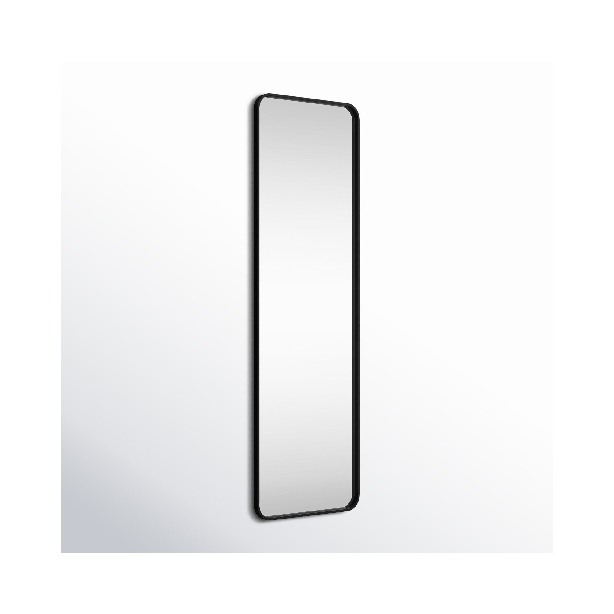 Sabine Metal Rounded Rectangle Wall Mirror, Black, 60'' H x 18'' W