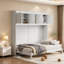 Grand lit blanc peu encombrant avec armoires supérieures et style moderne