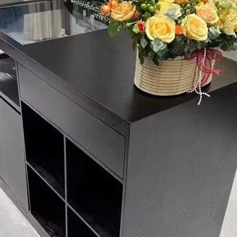 Vitrine simple pour îlot central, Noir, H 35,43 po x l 62,99 po x P 23,62 po