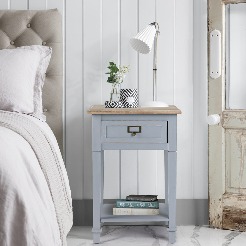  Spooner 15.9'' W Solid Wood Nightstand & End Table, Gray/Natural