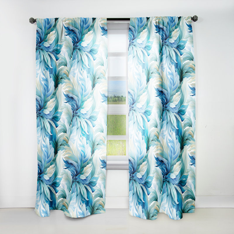 Motif tropical Oceanic Mirage III - rideau en velours tropical - obscurcissant - 1 panneau, L 52 po x L 95 po