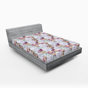 Bleu sarcelle foncé / motif floral fuchsia pâle