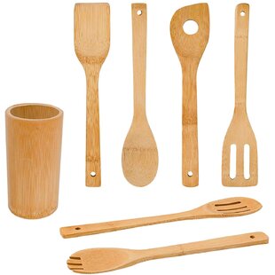 Rigby 7-Piece Wooden Kitchen Utensil Set, Cooking Utensils, Wooden Utensils AllModern