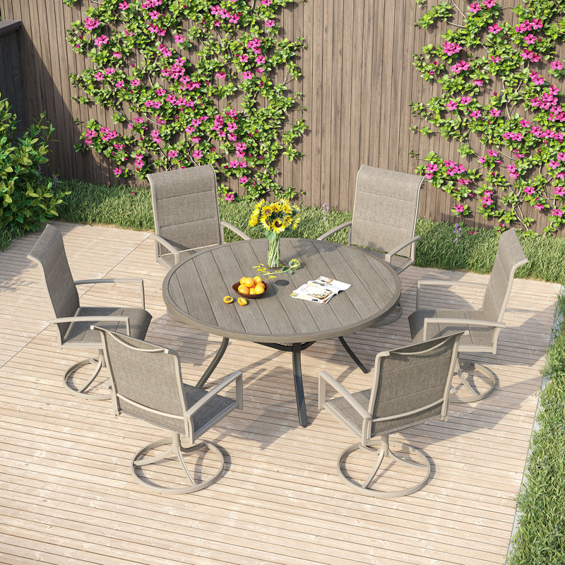 Chaises de patio rembourrées et pivotantes, Coquillage de sable