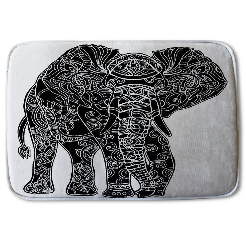 Akila Memory Foam Non-Slip Bath Rug, Renaissance Elephant