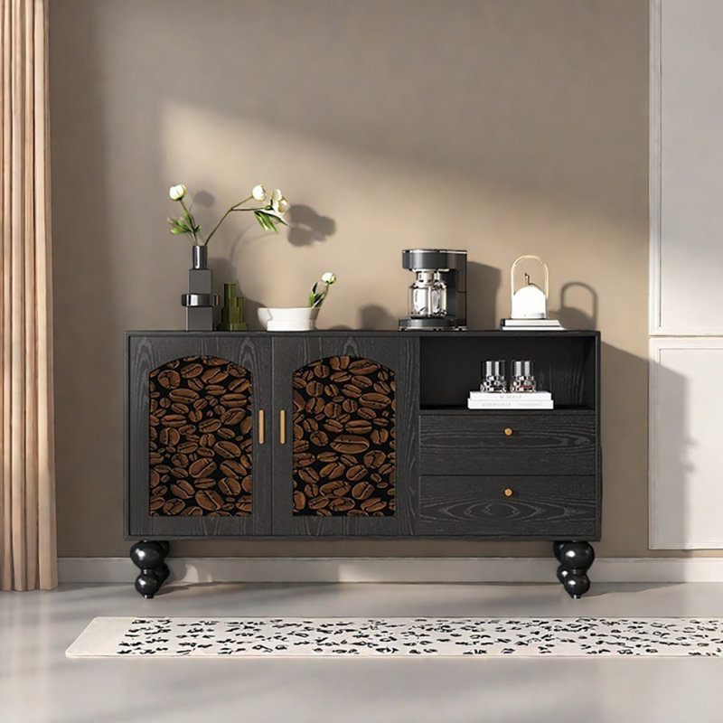 Buffet 59,1 po multifonctionnel, Noir / brun