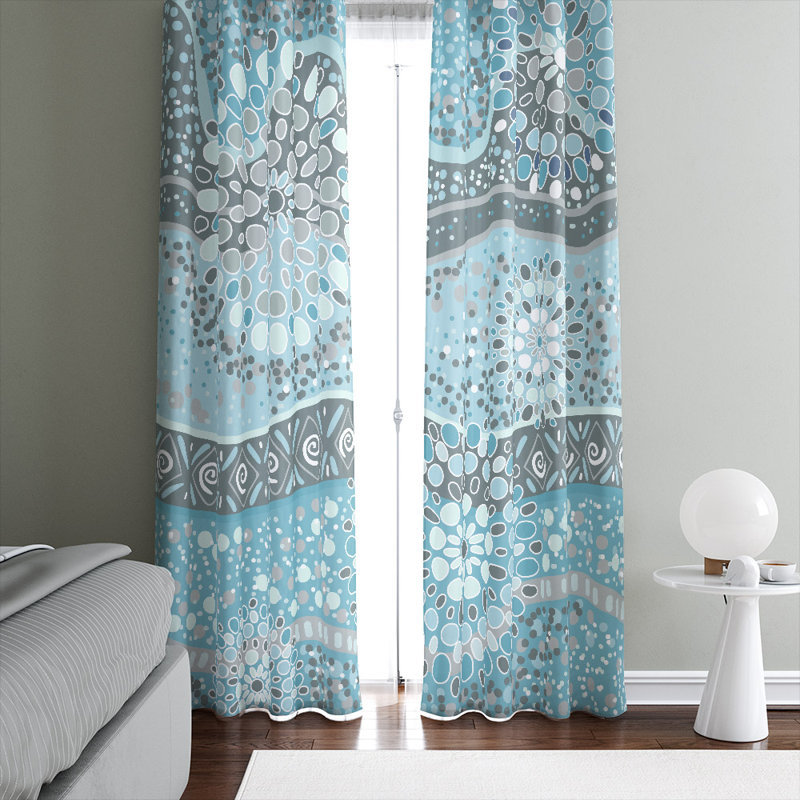 Panneau de rideau simple semi-transparent géométrique, L 40 po x L 61 po
