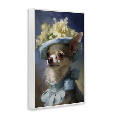 Dog with Fashionable Hat Framed Giclee, design by Wumples