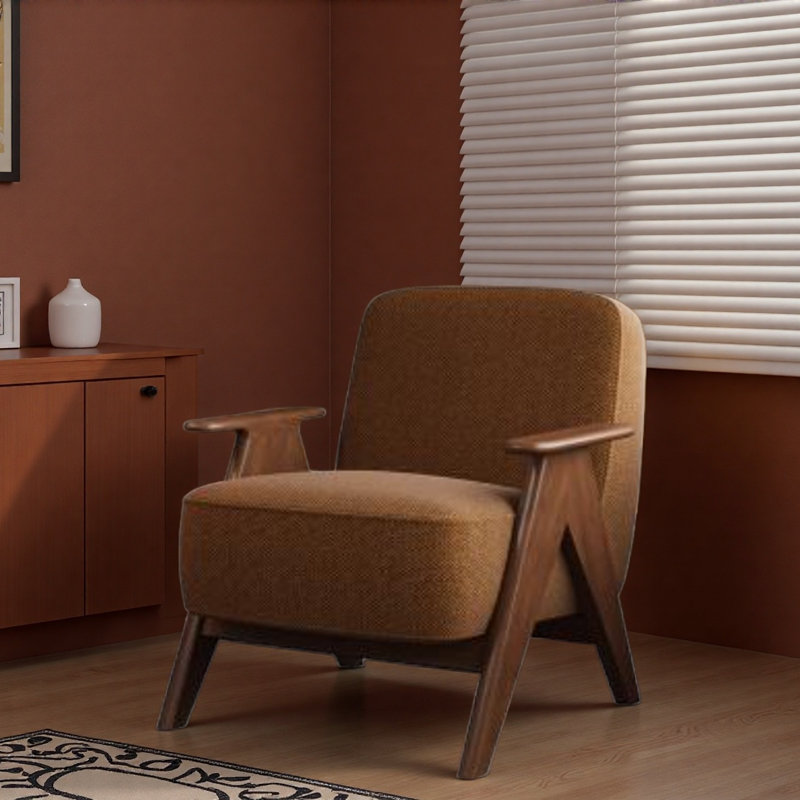 Fauteuil de loisirs rétro pour se détendre., Brun/jaune