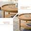 Table basse ronde de 31,3 po avec étagère de rangement Boho