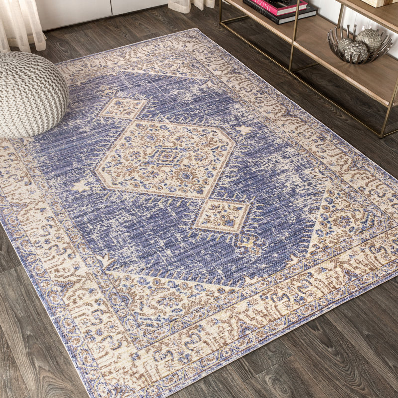 Mordecai Modern Tribal Medallion Lavender/Gray Rug, Rectangle 5'3" x 7'7"