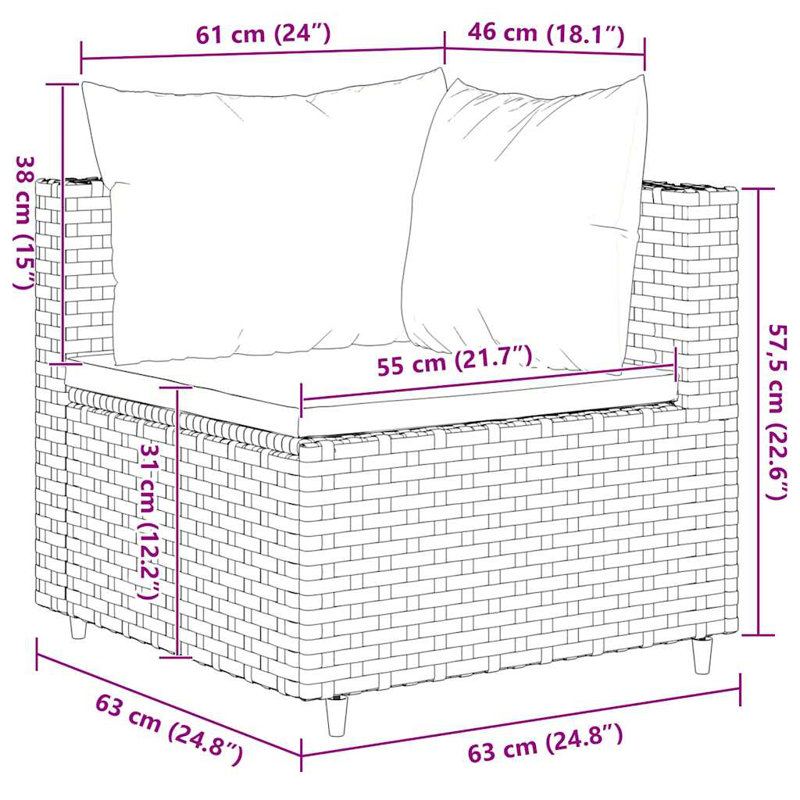 Ensemble de patio 8 pièces avec coussins en rotin Latitude Run®, Brun, Vert