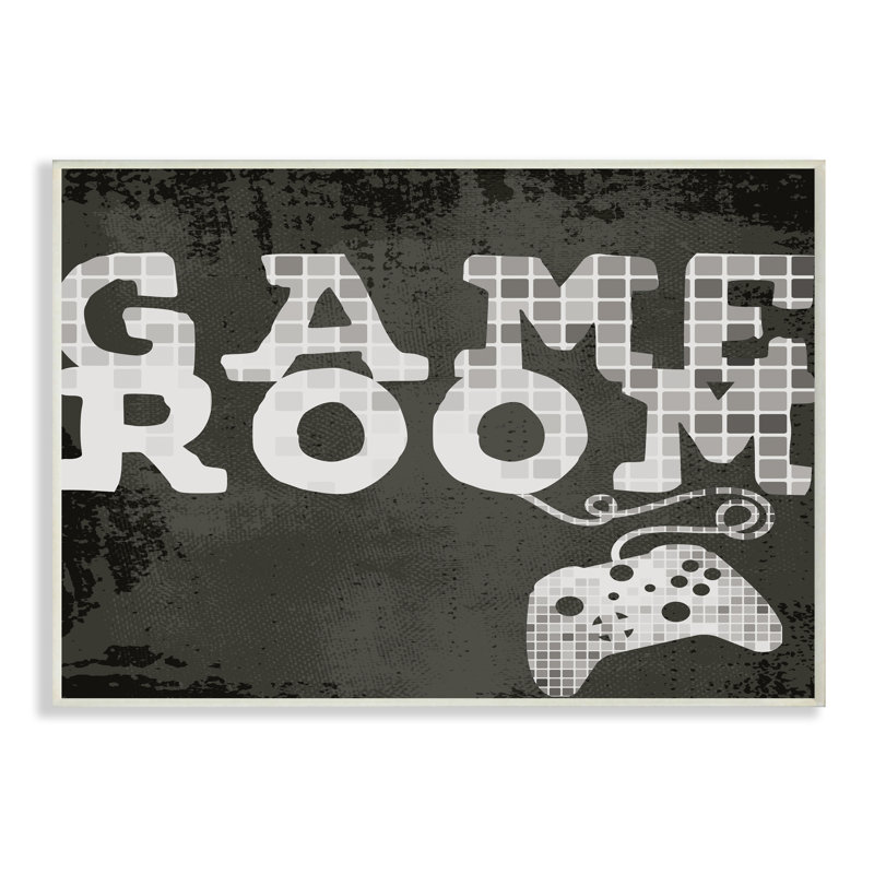 " Game Room Phrase Video Controller Geometric Pattern ", Wall Plaque, 10" H x 15" W