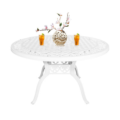 Cast Aluminum 48"Round Patio Dining Table ,White