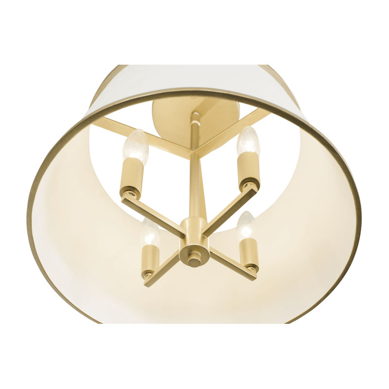 Coco 4-Light Semi-Flush Ceiling Light, Matte White/French Gold, Matte White
