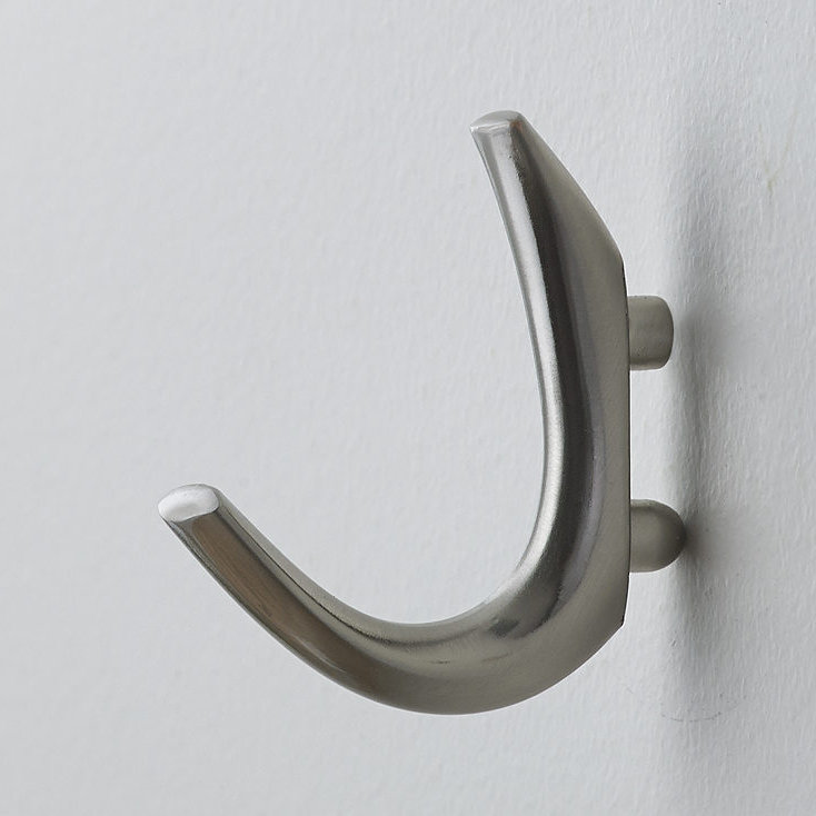 Contemporary Metal Wall Hook, Brushed Nickel