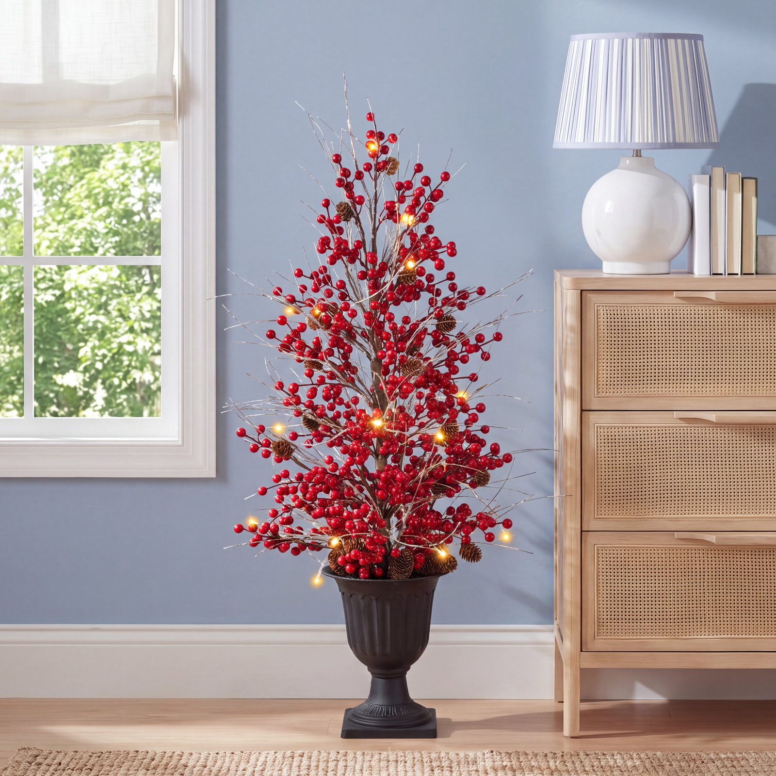 36" Pre-Lit Berry Tree in Pot
