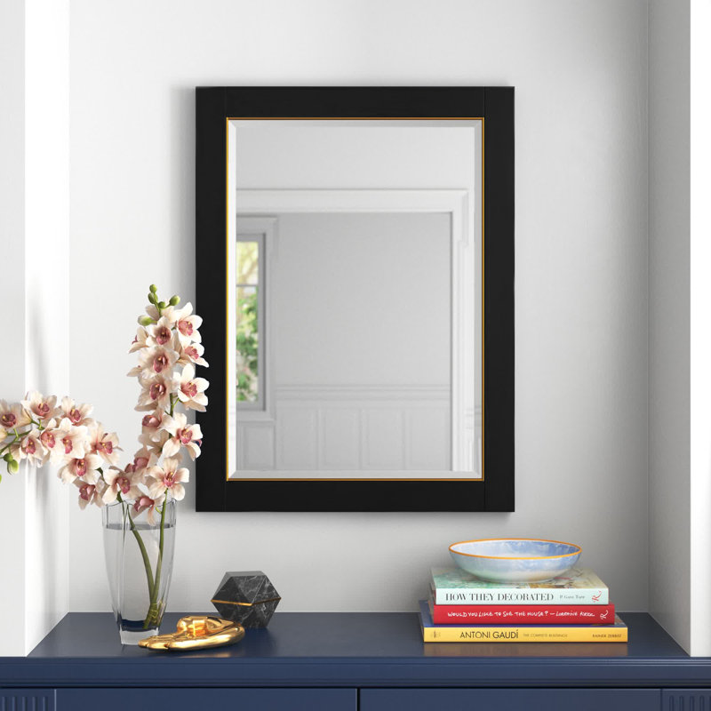 Miroir de salle de bain Donahue, Noir / doré, H 32 po x l 24 po