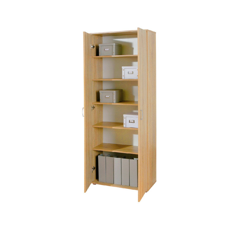 Caslyn 2-Door Wardrobe With Laminate Shelves, Oak