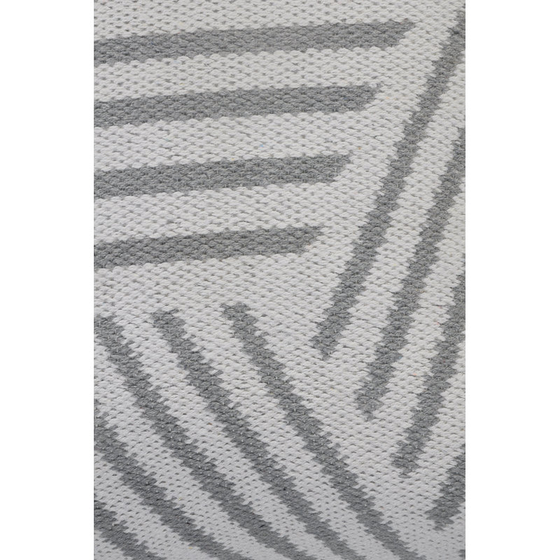 Housse de coussin décorative Salah géométrique contemporaine faite à la main 100 % coton, Grey/White