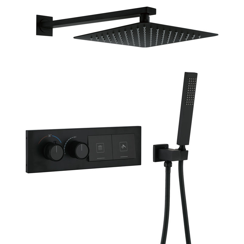 Ensemble de douche thermostatique 12 po avec système de douche à jets de pluie 12 po avec valve brute