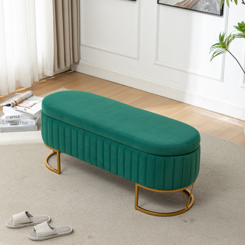 Kathlin  Upholstered Flip Top Storage bench, Green