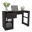 Bureau rectangulaire de 47 po de largeur pour bureau à domicile, noir avec un tiroir et quatre tablettes, poste de travail moderne, table d'écriture-173591094