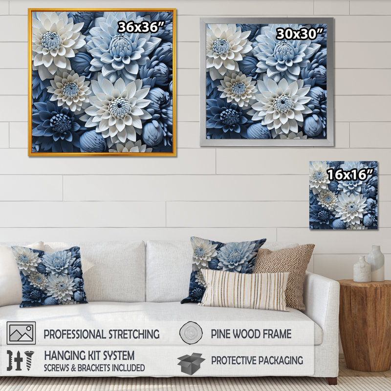 «Graceful Mums», impression sur toile, H 30 po x l 30 po x P 1 po, Cadre naturel flottant