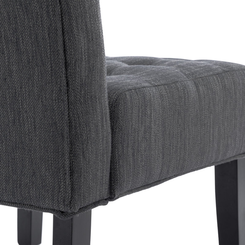 Emmalie 23'' Wide Tufted Slipper Chair Set, Charcoal Polyester