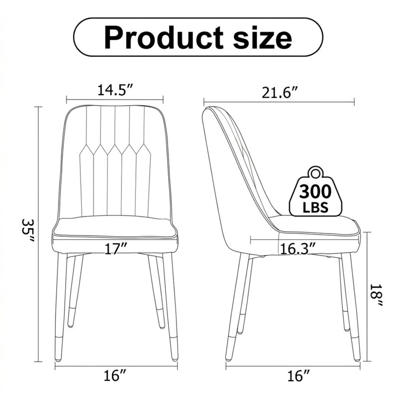 Faux Leather Upholstered Solid Back Side Chair, Black