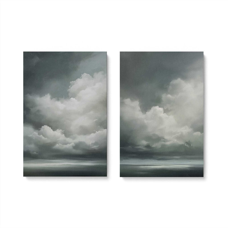 Sombre Skydance, ensemble de 2 impressions sur toile dans un cadre, H 18 po x l 24 po x P 1,25 po, Toile tendue