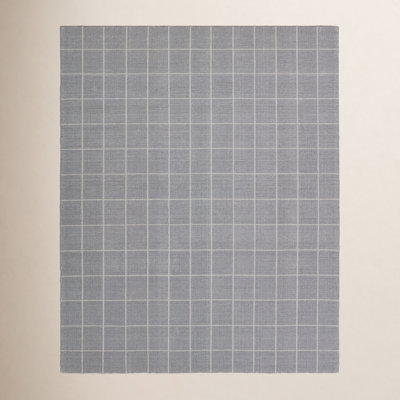 Silver Gray Hand-Woven Striped Rug
